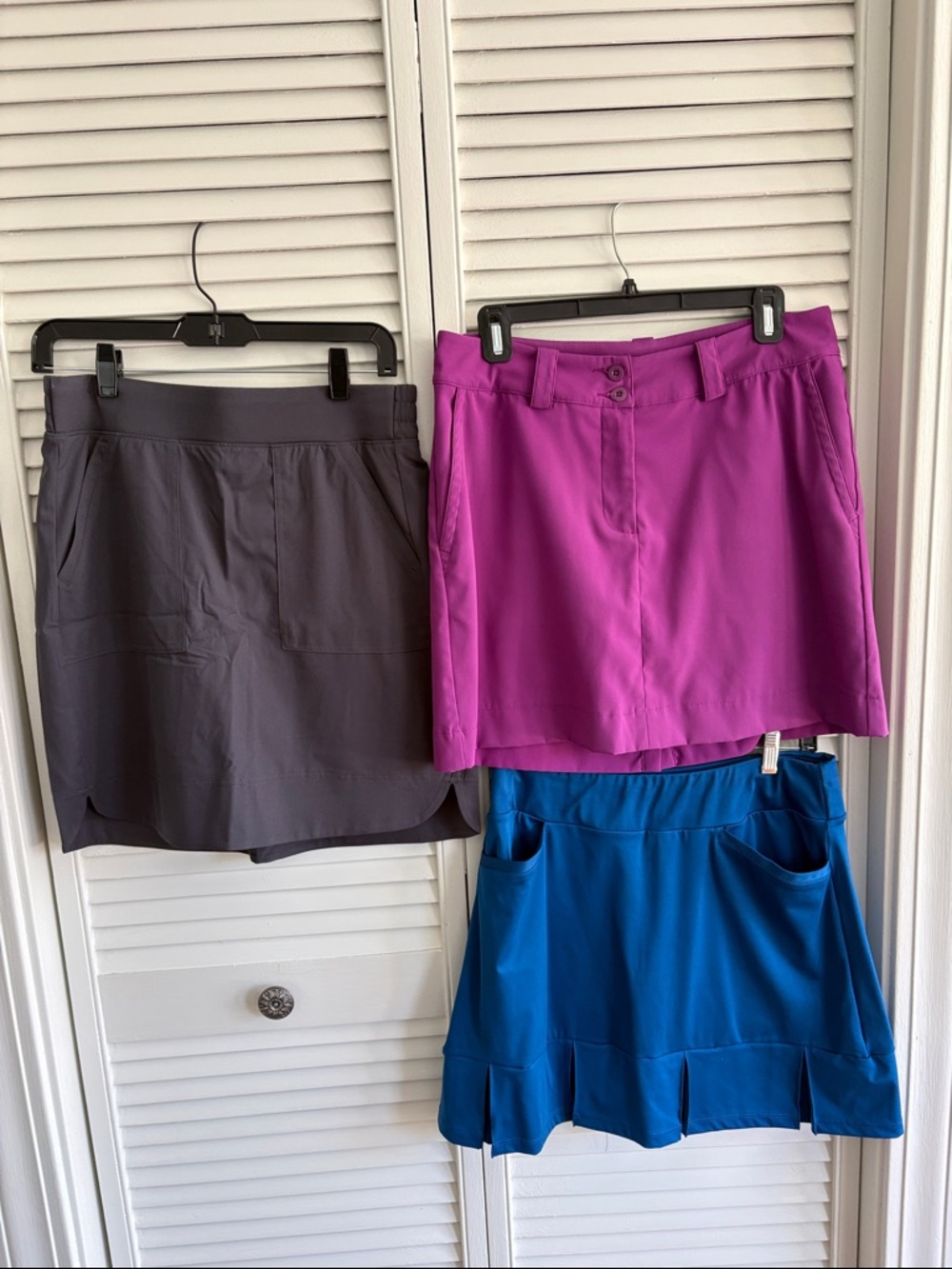 3 Golf Skorts in Gray, Fuchsia, and Royal Blue RBX, Nike and Tail